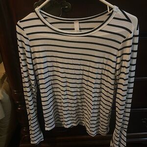 Striped Long Sleeve Top - Black and White/Cream